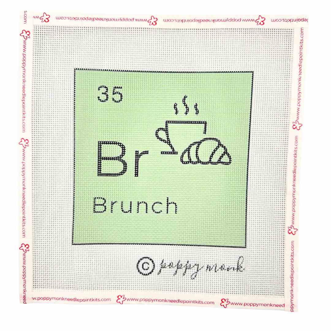 Brunch needlepoint kit from the funny needlepoint alternative periodic table series.