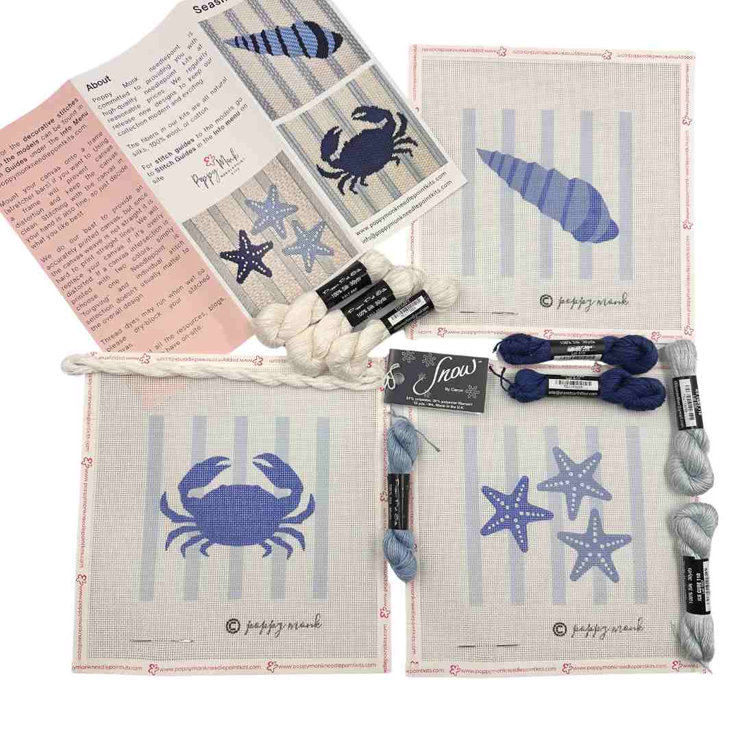 Seashore Bundle blue and white needlepoint kits