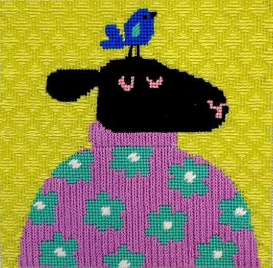 Sympatico in Mauve Sheep needlepoint kit design