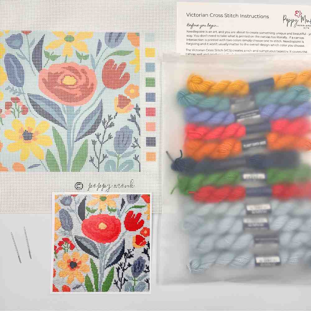 Wildflowers Victorian Cross Stitch needlepoint kit