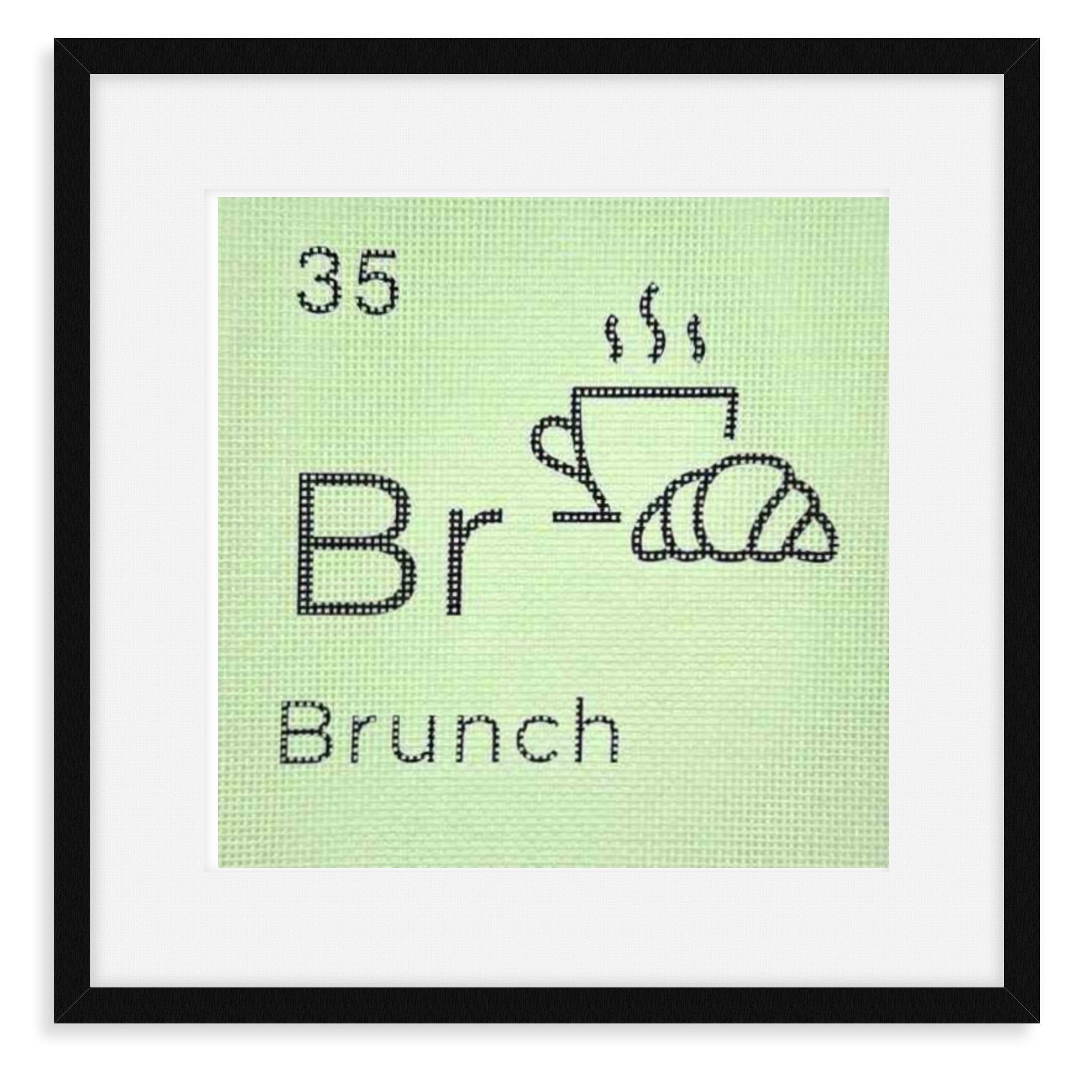 Brunch needlepoint kit from the funny needlepoint alternative periodic table series.