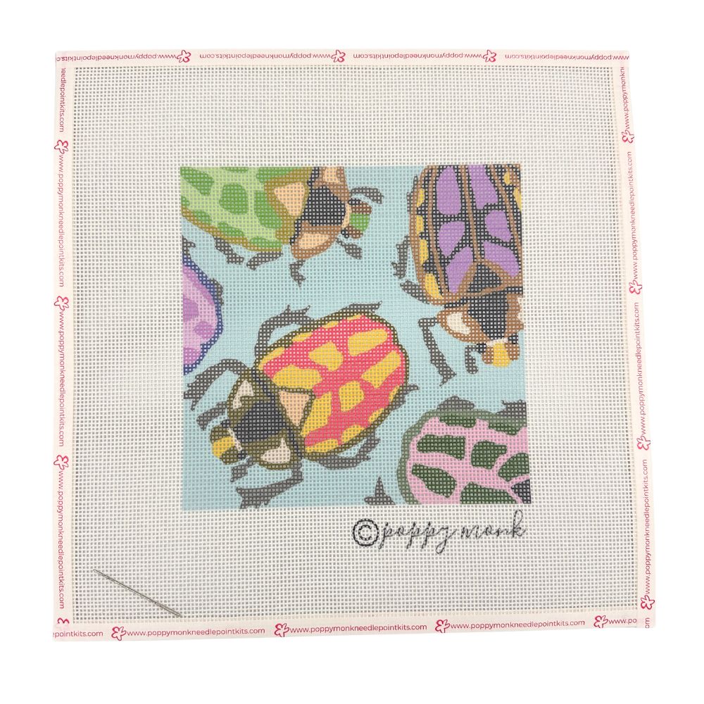 Beetles Needlepoint Canvas + Optional Thread Pack