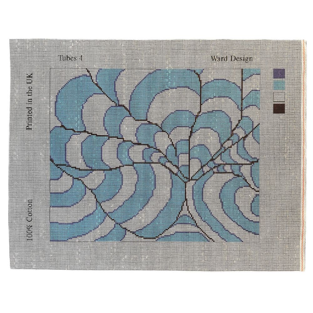 Ward Design needlepoint canvas with blue and gray abstract pattern