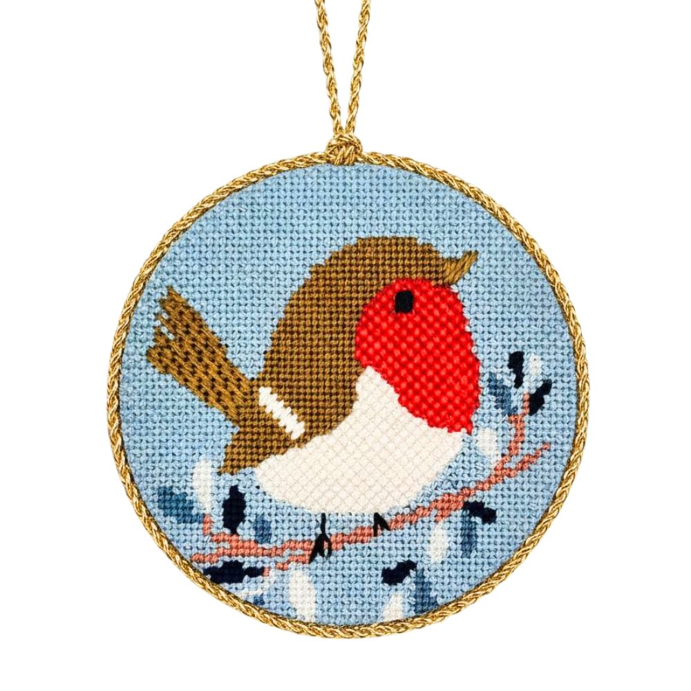 Christmas Robin needlepoint ornament