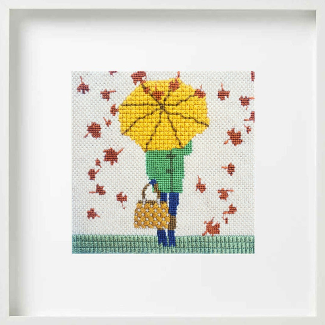 Fall Girl needlepoint kit with stitch guide
