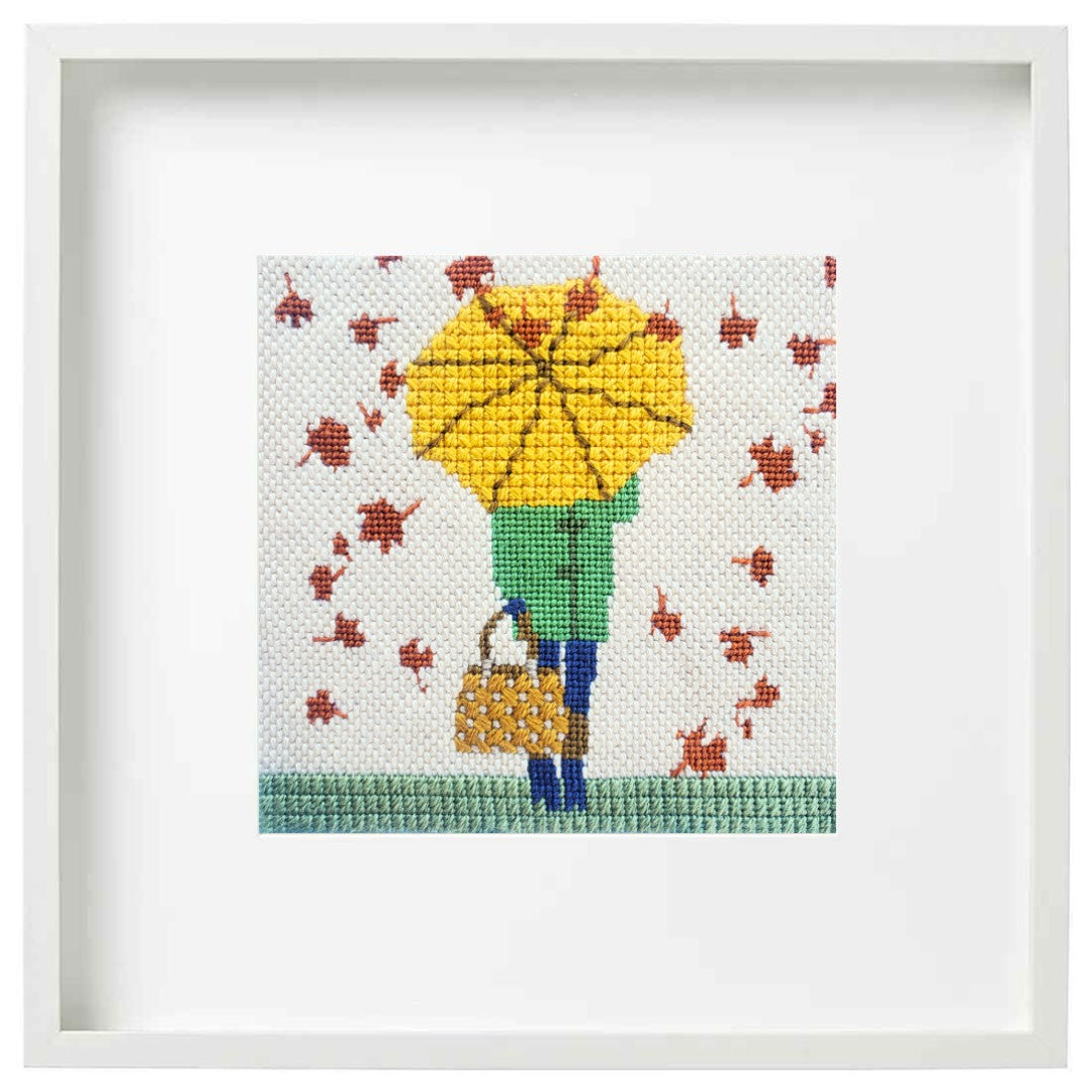 Fall Girl needlepoint kit with stitch guide