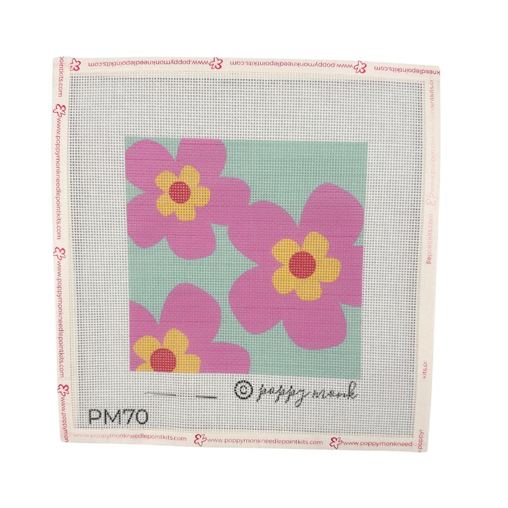 Stash Buster | Pink Floral Frenzy Needlepoint CANVAS ONLY
