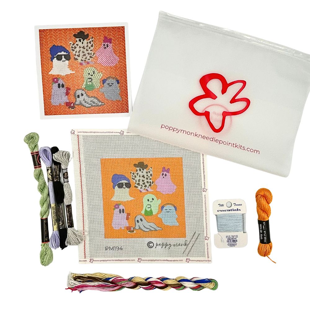 Ghost needlepoint kit with threads