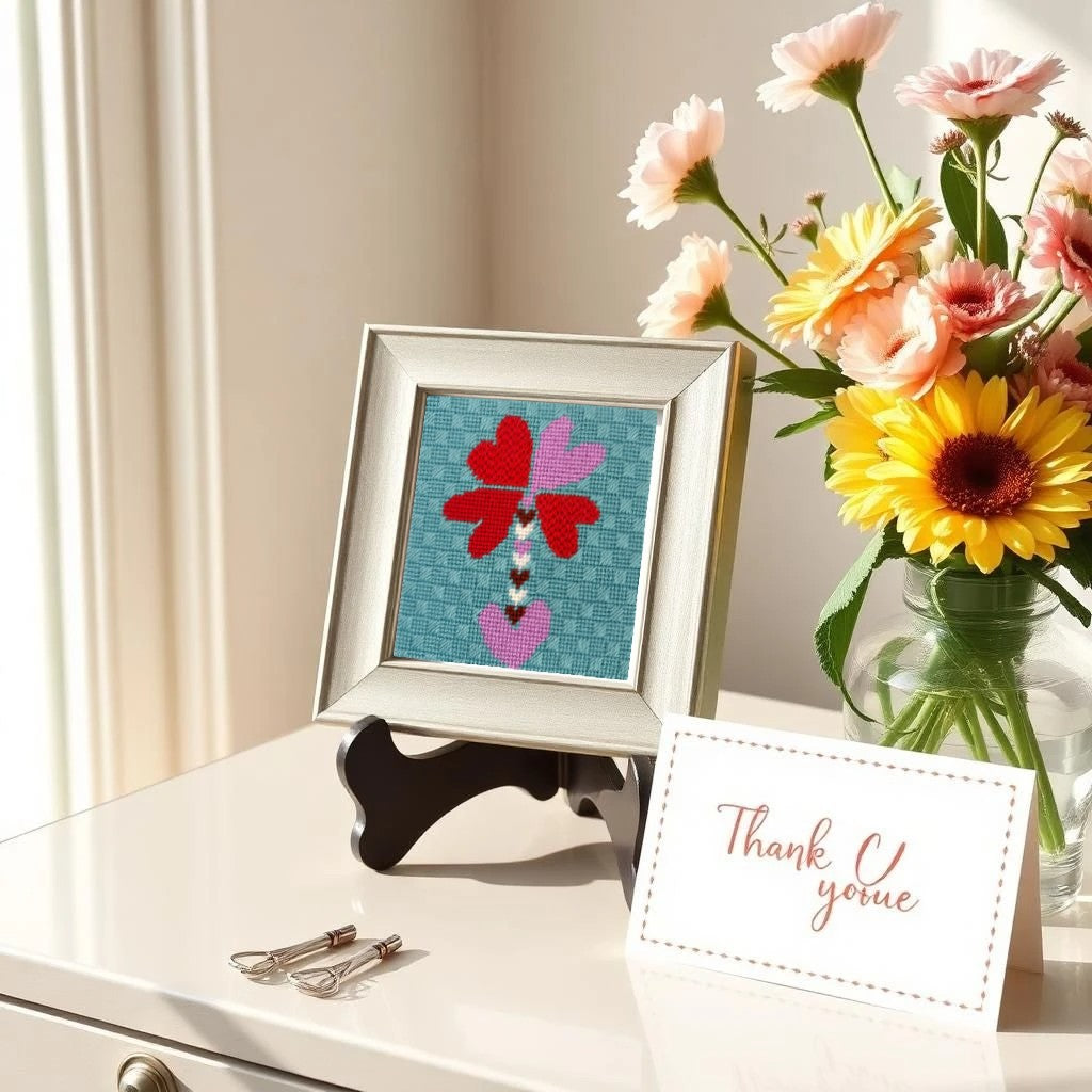 Heart Floral Needlepoint Kit