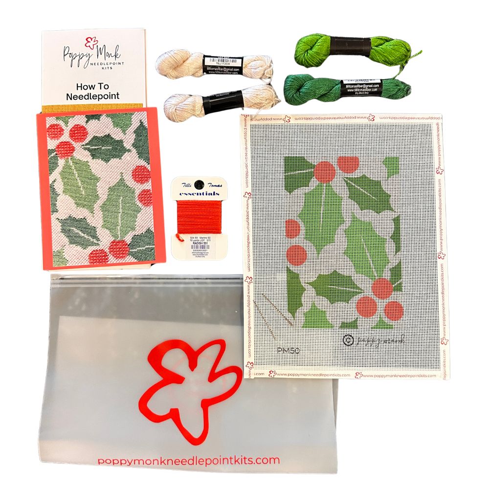 Holly Green Needlepoint Kit