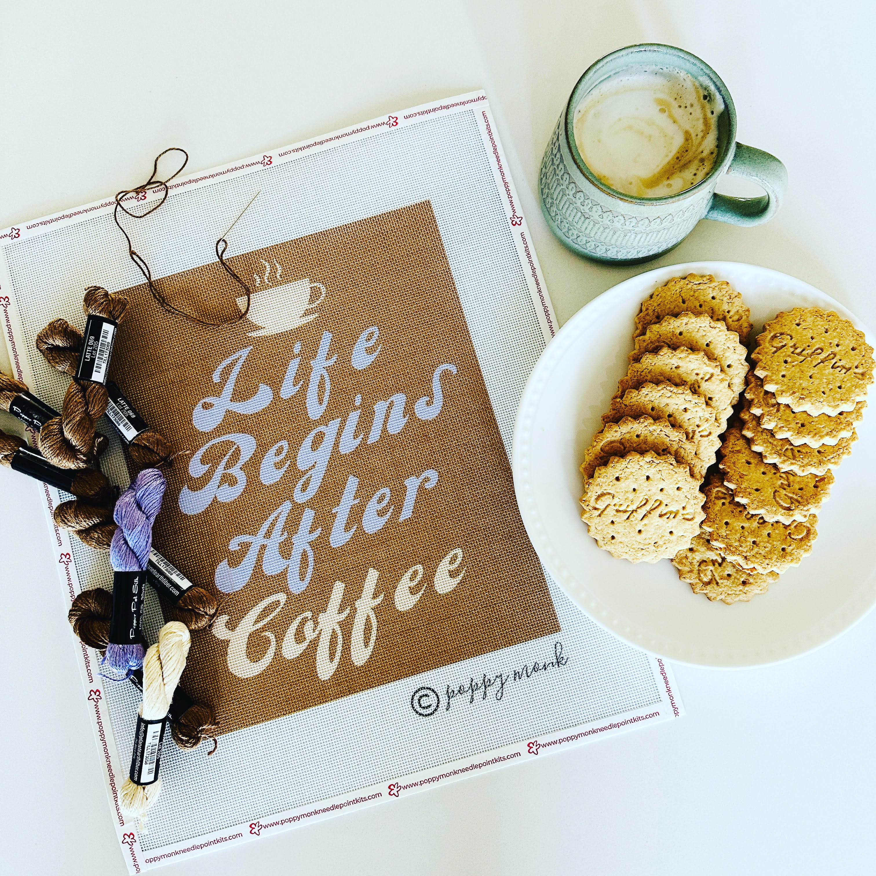 Life Begins After Coffee Needlepoint