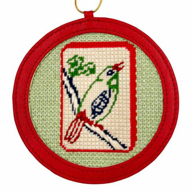 Mahjong tile needlepoint round