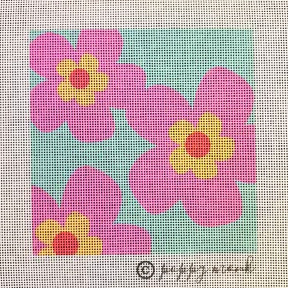 Stash Buster Needlepoint | Mod Flowers Canvas 18 Mesh