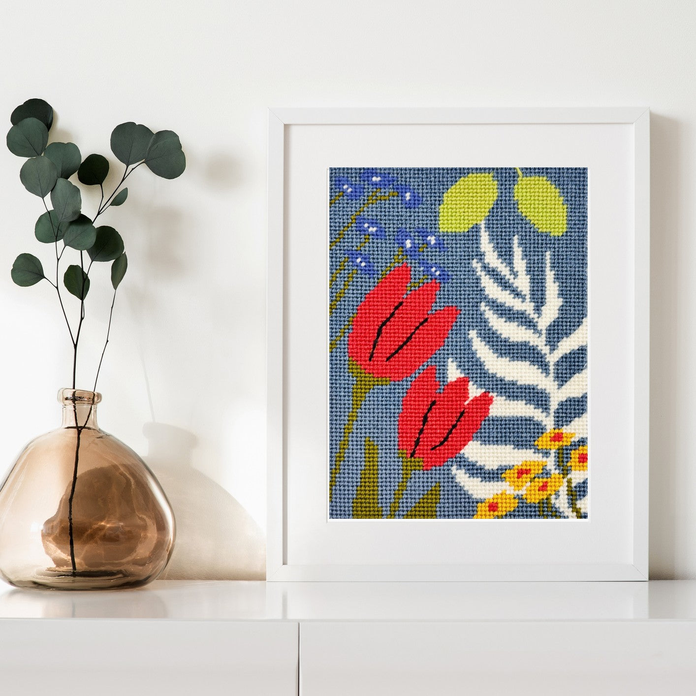 Moody Floral needlepoint starter kit for beginners.