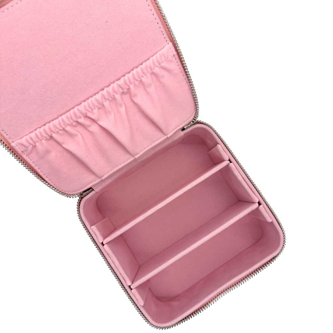 Soft Pink leather self-finishing needlepoint box for 5" x 5" insert.