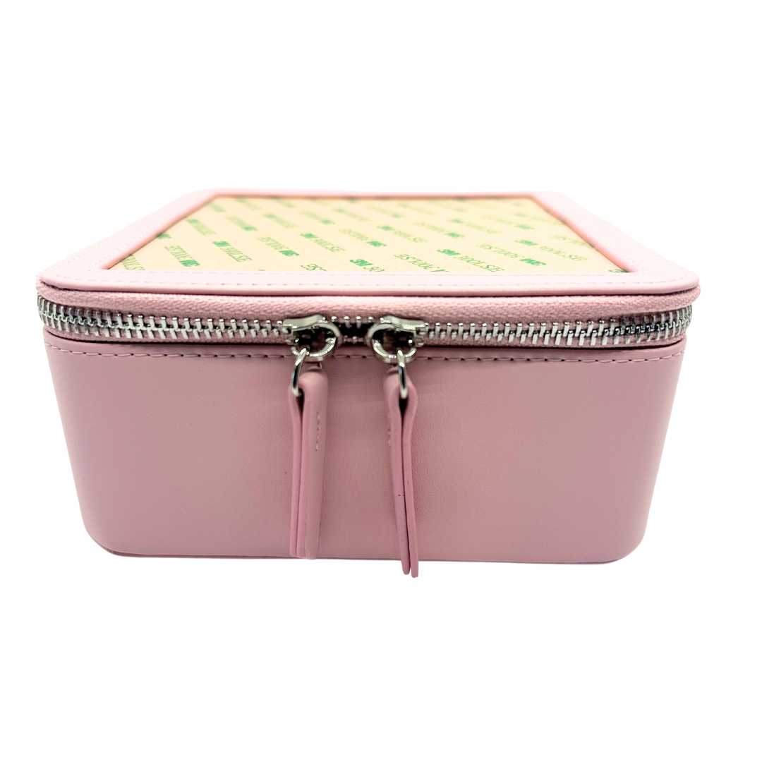Soft Pink leather self-finishing needlepoint box for 5" x 5" insert.