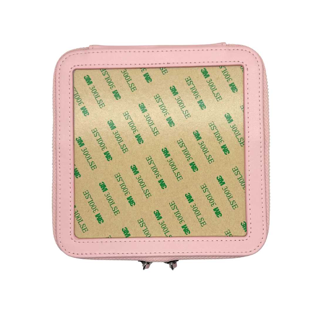 Soft Pink leather self-finishing needlepoint box for 5&quot; x 5&quot; insert.