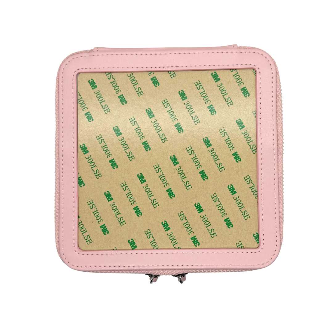 Soft Pink leather self-finishing needlepoint box for 5" x 5" insert.
