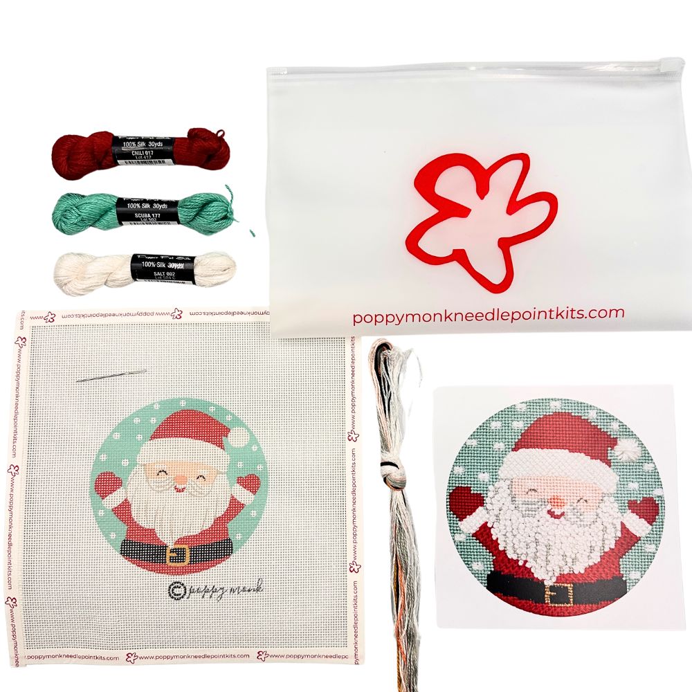 Santa In The Snow Needlepoint Ornament Kit