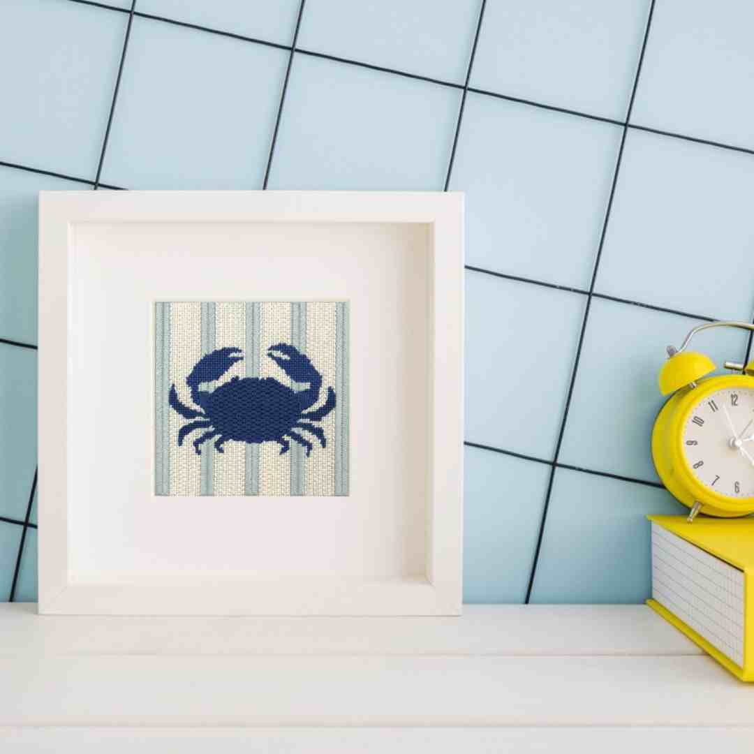 Seashore Crab blue and white needlepoint kit