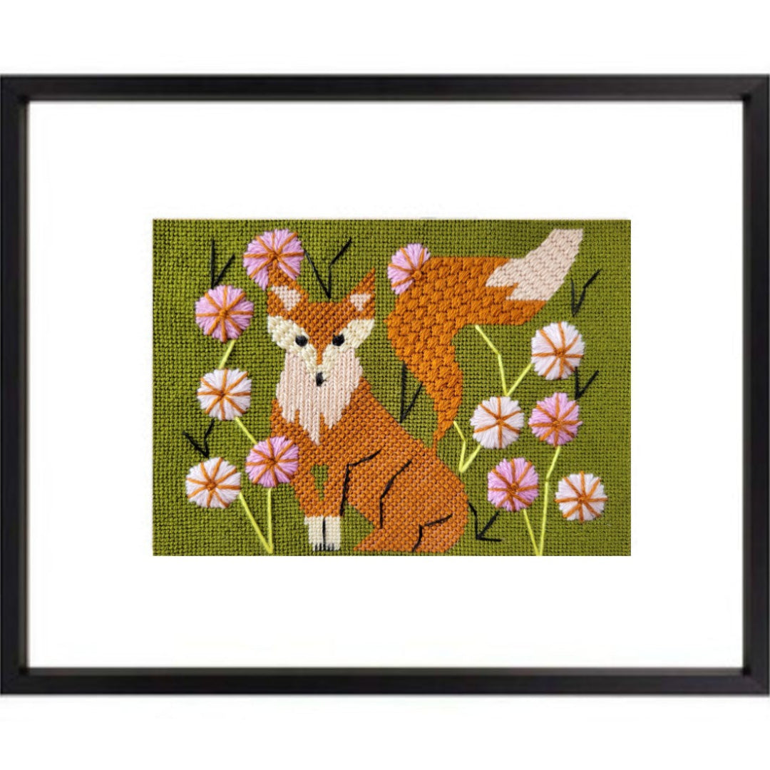 Shy Fox in Wildflowers Needlepoint Kit