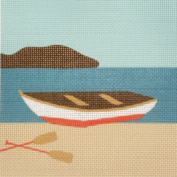 Summer Dinghy needlepoint kit with a beach or ocean theme.
