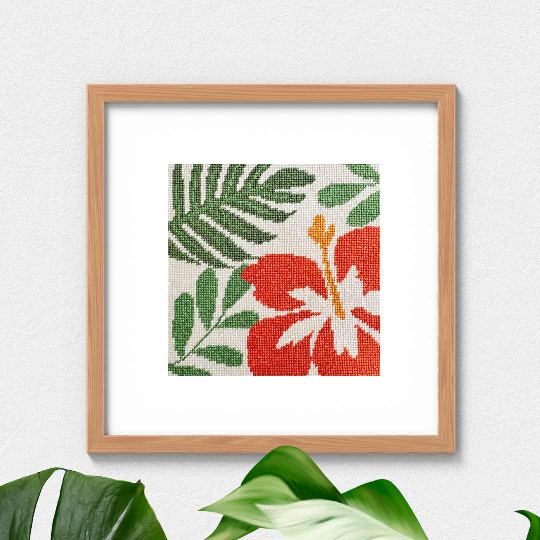 Tropical Flora beginner needlepoint kit for adults.