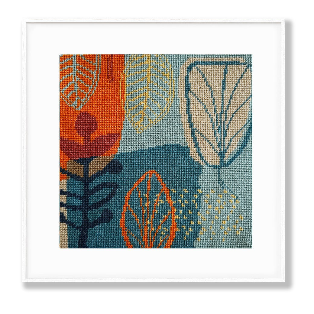 Victorian Cross Stitch Needlepoint Kit Mid Century Modern