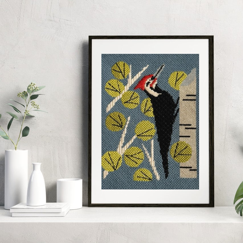 Woodpecker in Aspens needlepoint kit