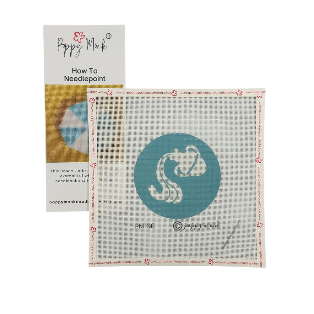 Zodiac Aquarius Needlepoint Canvas + Optional Thread Pack