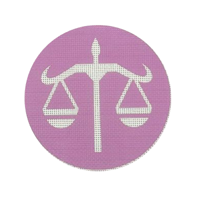 Libra scales round needlepoint design