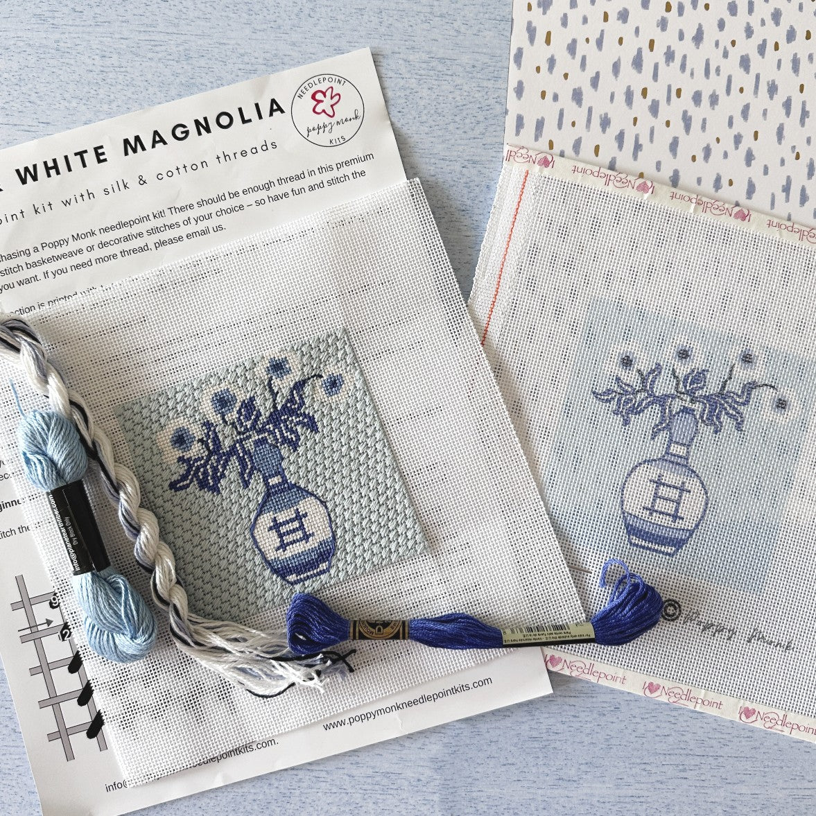 Blue and White Magnolia Vase Needlepoint Kit