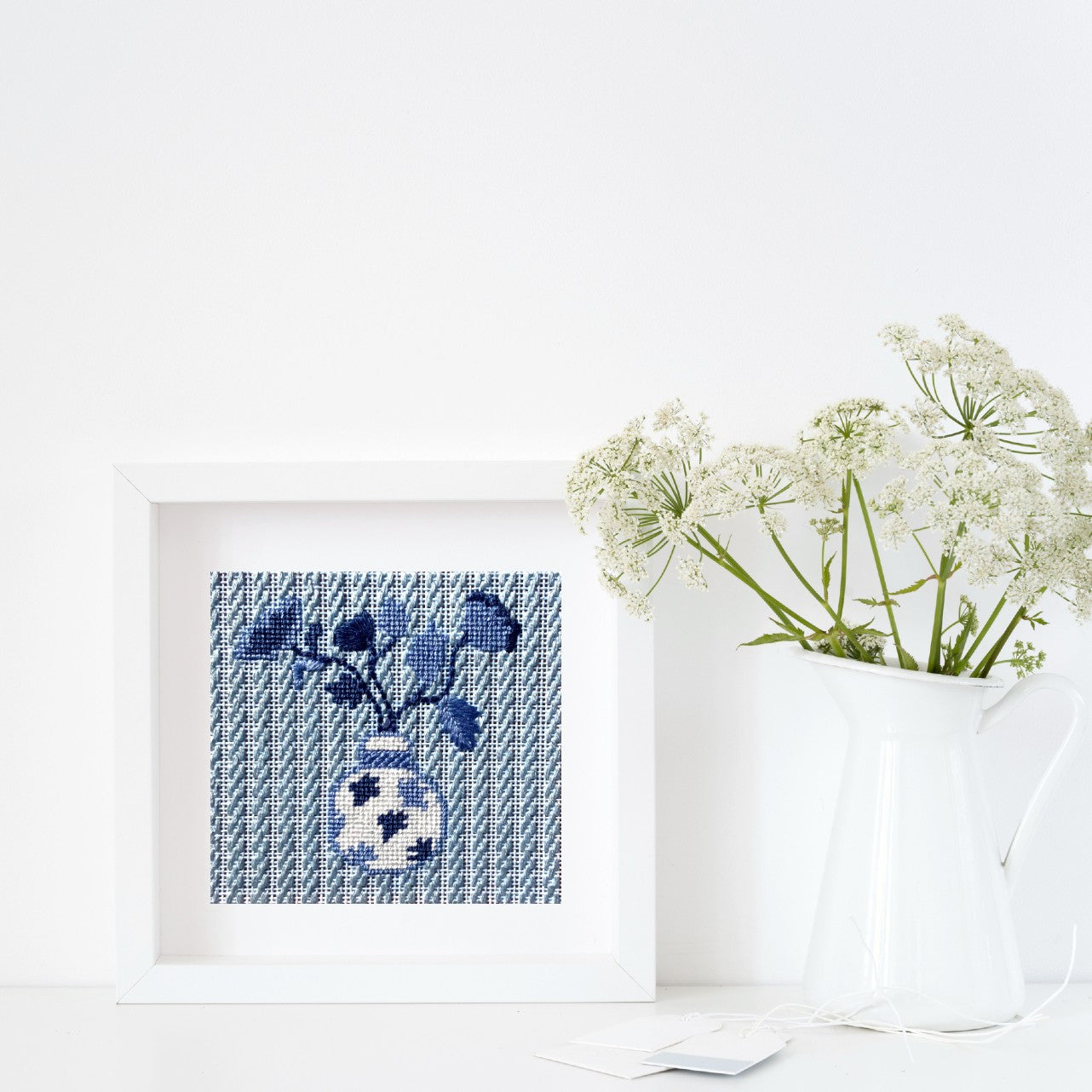 Blue and White Leaf Vase Needlepoint Kit