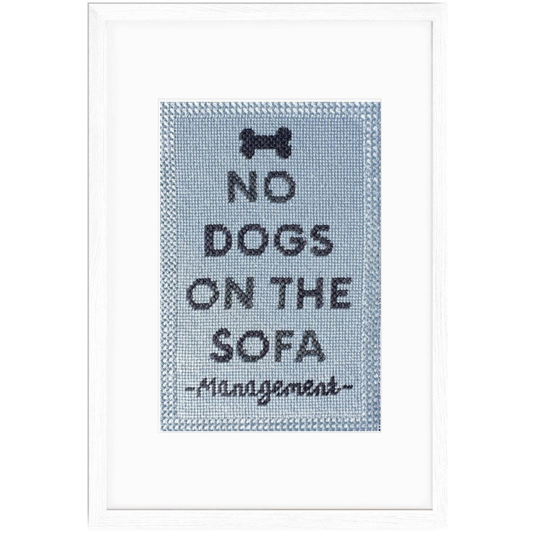 No Dogs on the Sofa needlepoint design and kit.