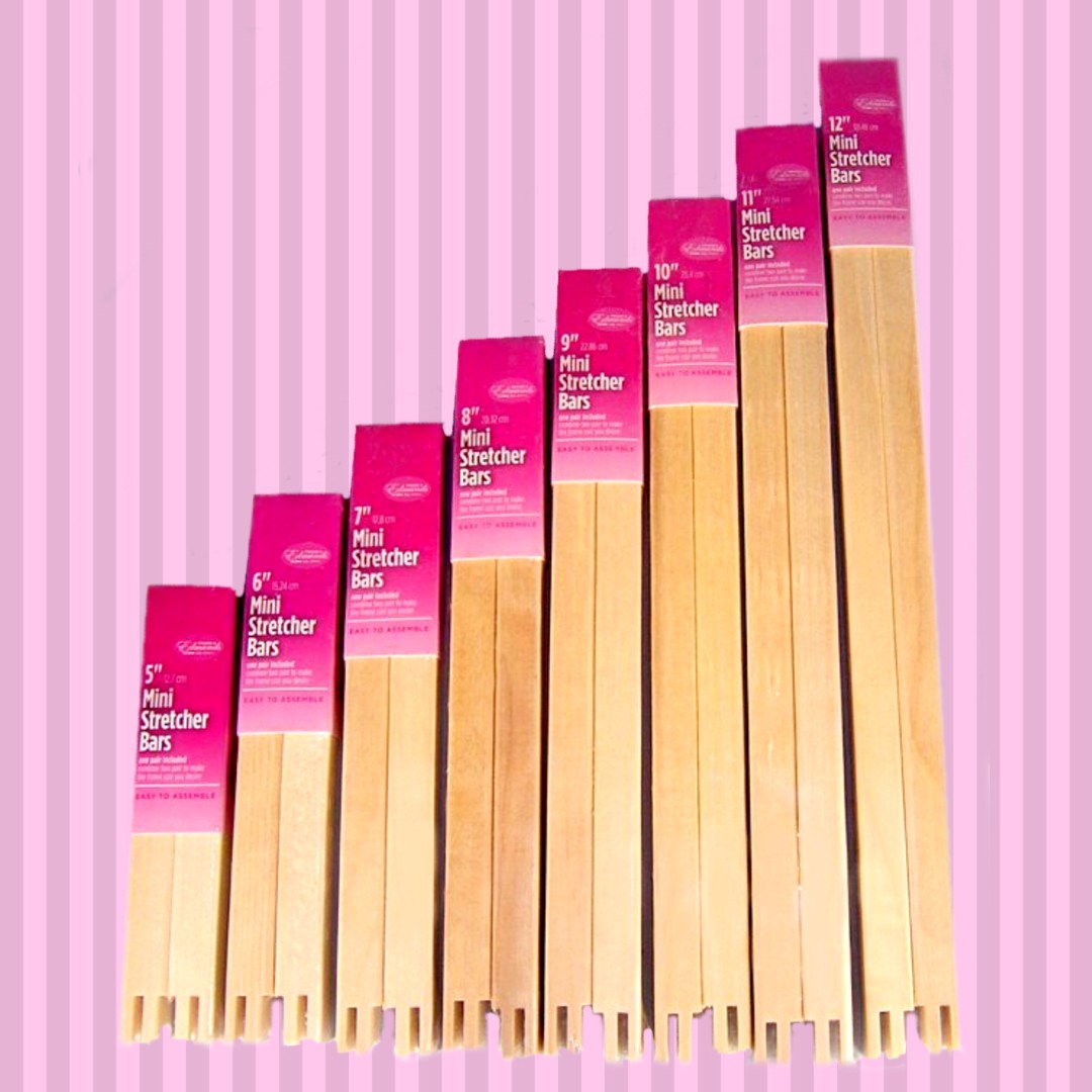 needlepoint stretcher bars of various sizes.