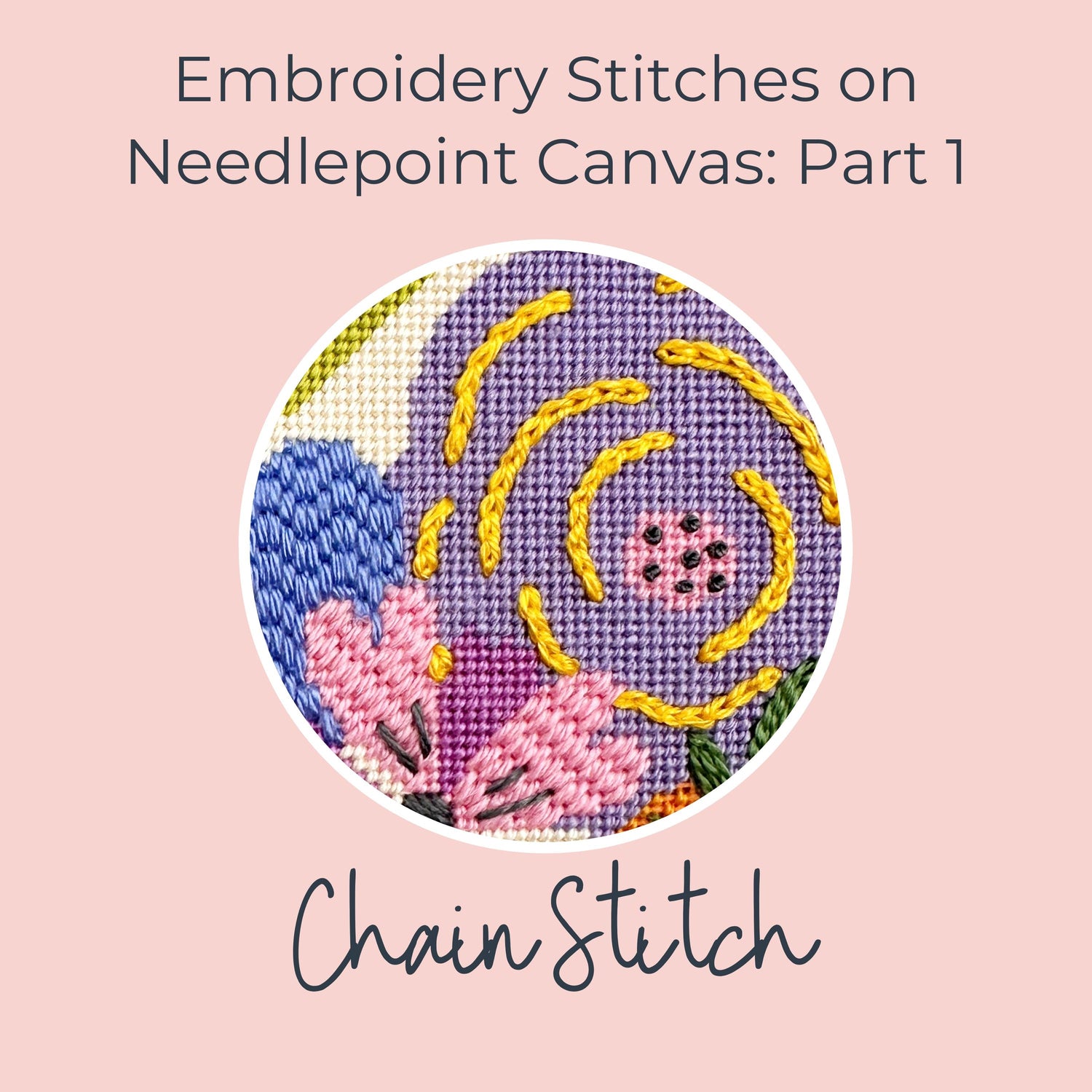 Using Embroidery Stitches in Needlepoint Part 1: The Chain Stitch