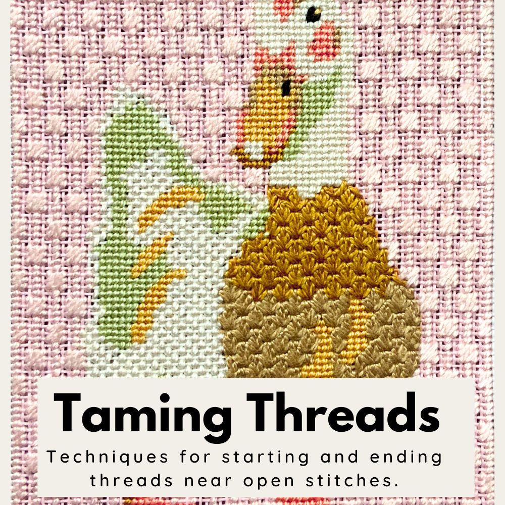 Image for a blog post about securing needlepoint threads