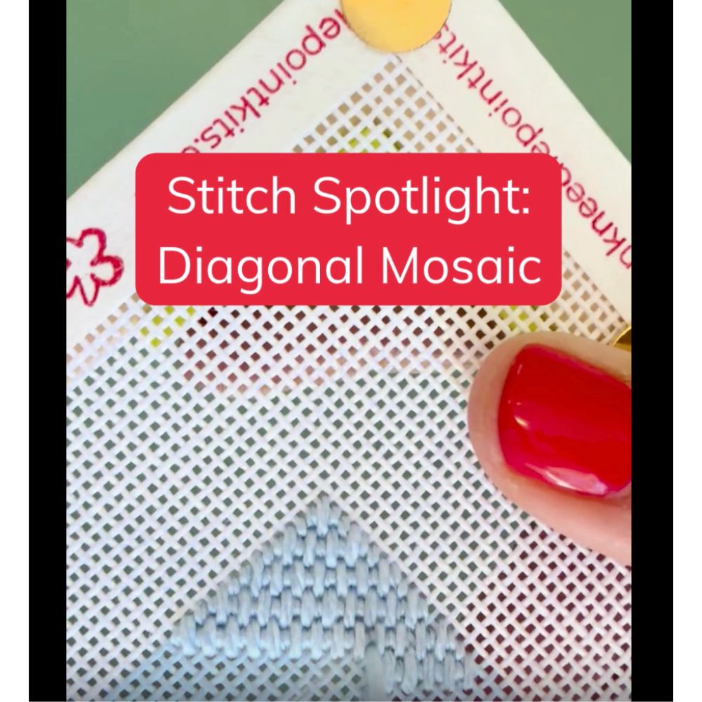 How To Stitch A Needlepoint Diagonal Mosaic Stitch and Where To Use It