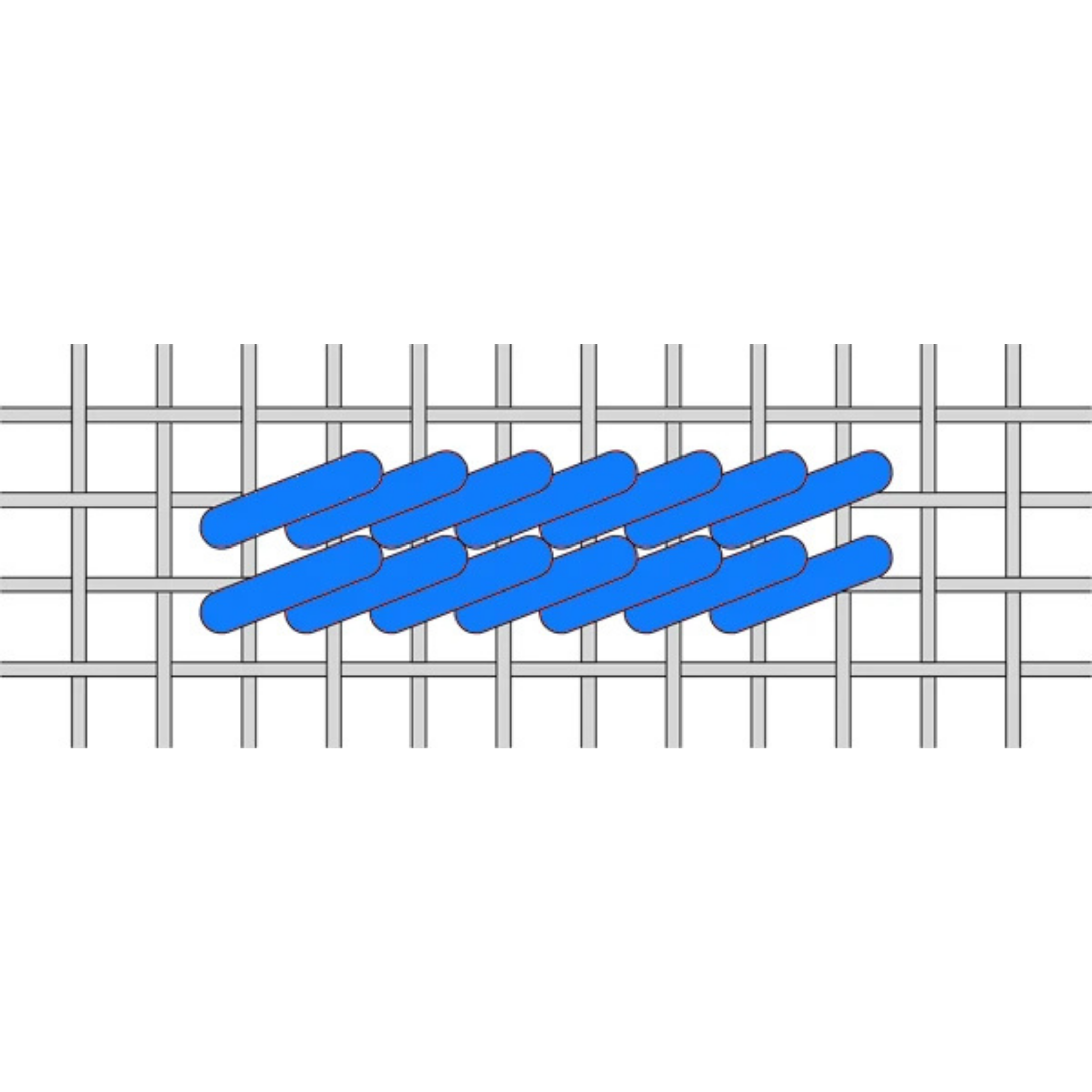 Blue woven needlepoint pattern on a grid background