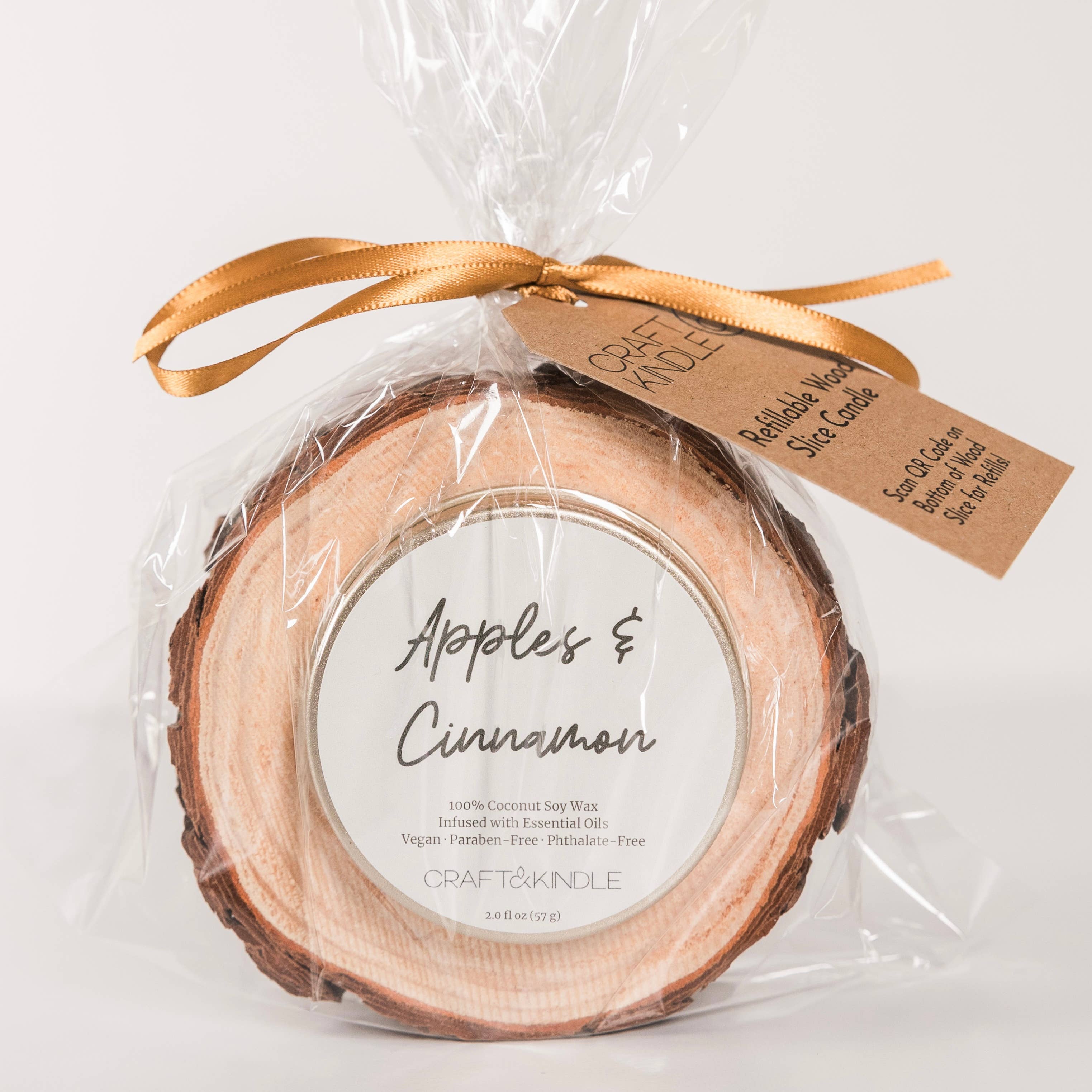 Wooden candle slice with &