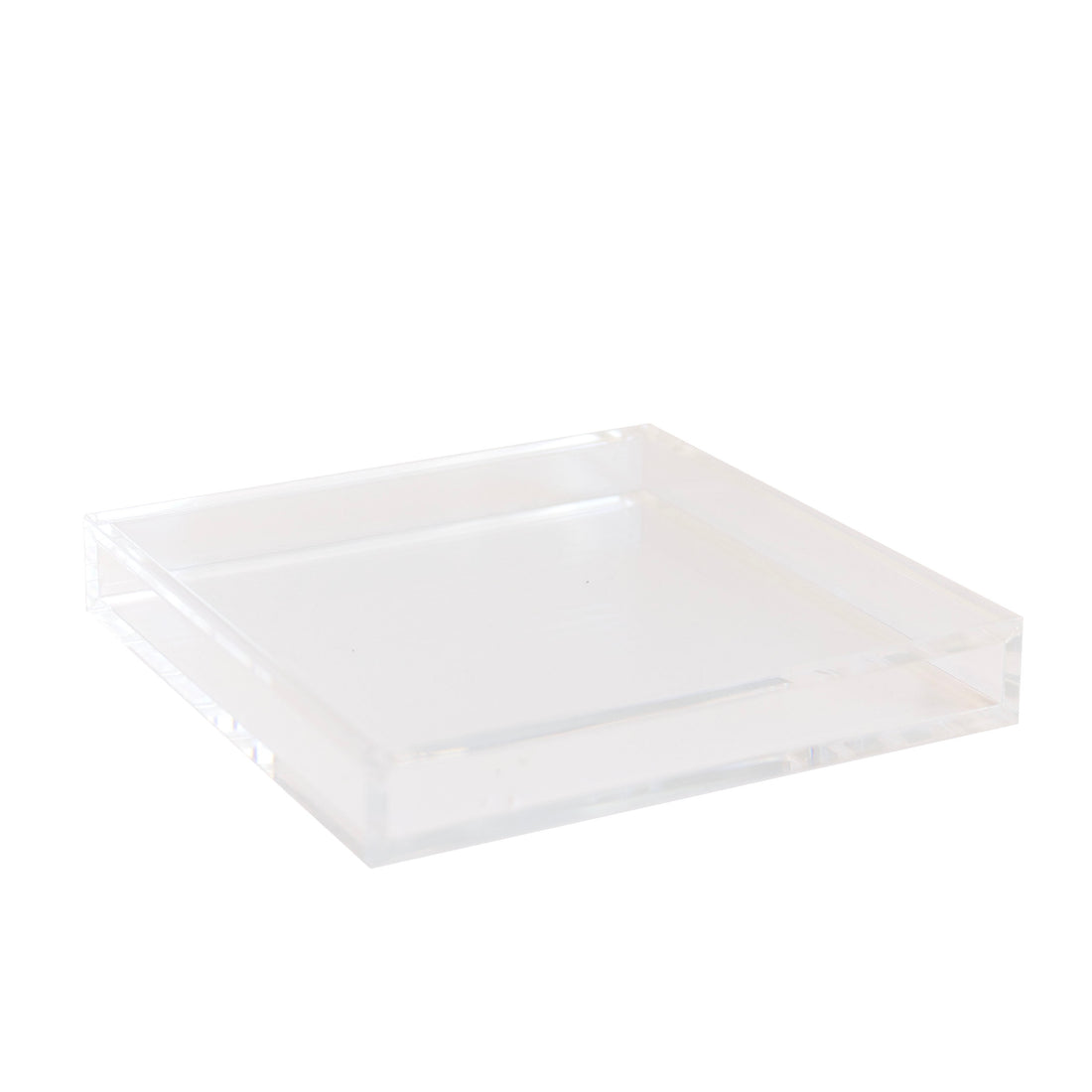 A side shot of a clear square acrylic coasters.