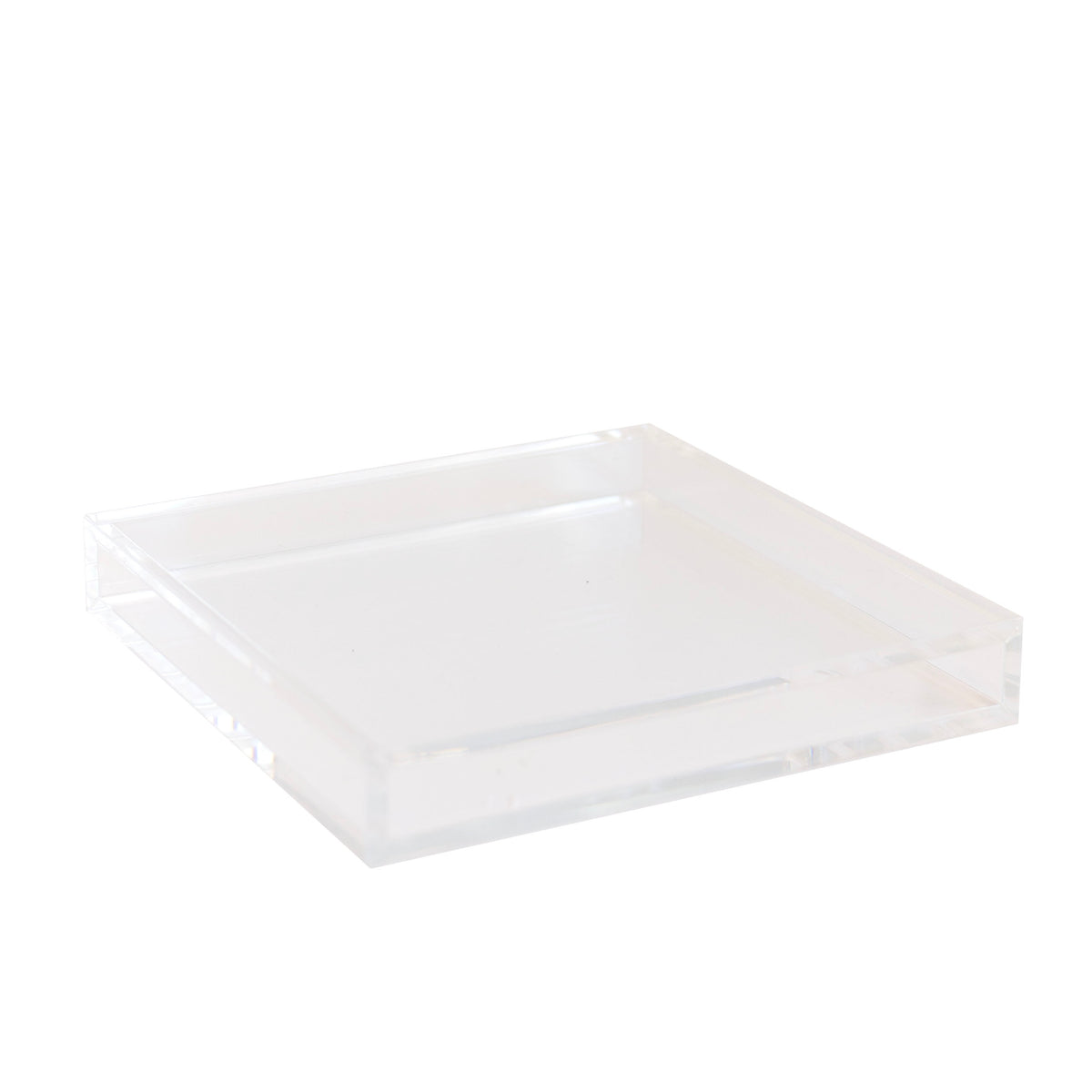 A side shot of a clear square acrylic coasters.