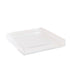 A side shot of a clear square acrylic coasters.