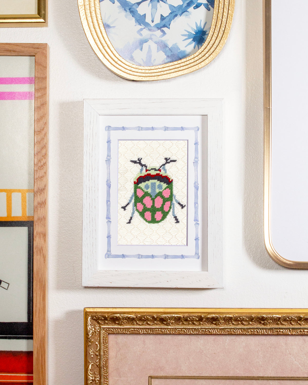 Beetle Needlepoint Gift Kit — Everything Included. Ready to Frame &amp; Hang
