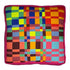 Colorful checkered pillow with a multicolor pattern on a white background