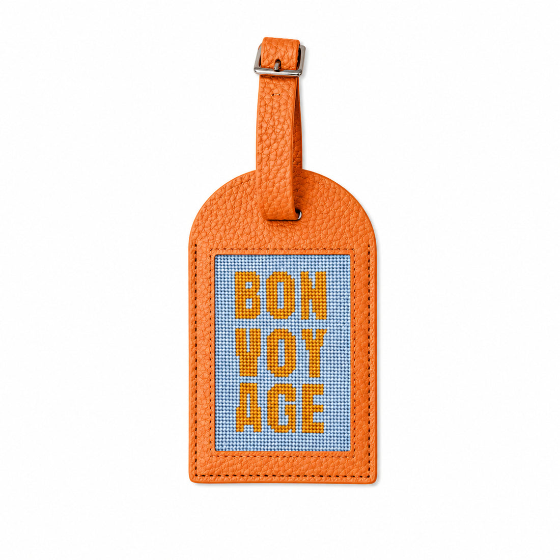 Needlepoint Luggage Tag Kit | Bon Voyage | Orange