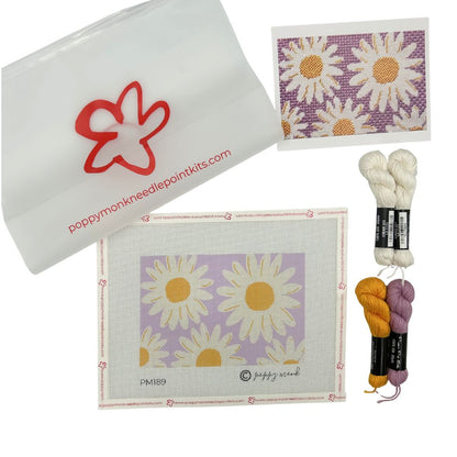 Daisy needlepoint kit contents