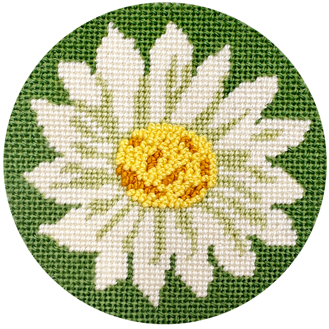 Daisy round needlepoint design