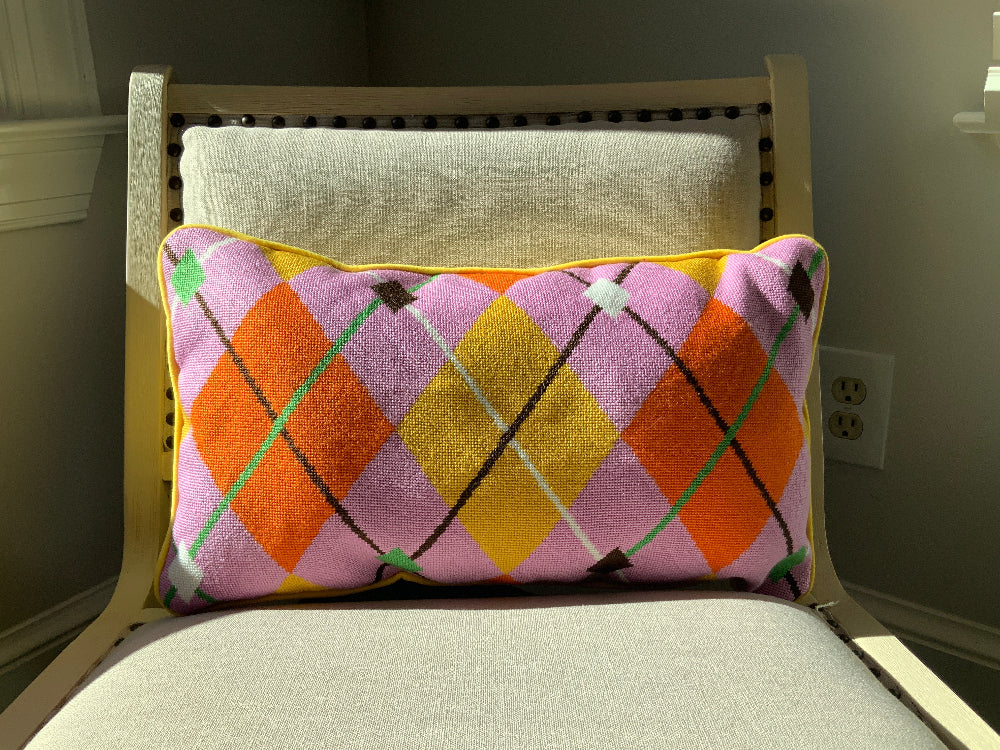 Argyle modern needlepoint pillow kit