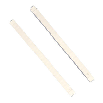 Two white plastic stretcher bars 9 inches long on a white background